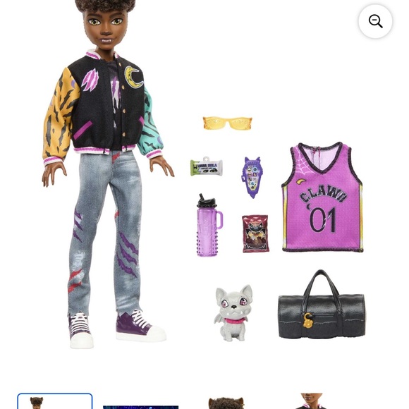 Monster High Clawd Wolf Doll in Black and Purple Jacket - Picture 2 of 5